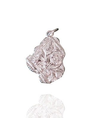 Silver Stamped Floral Artifact Charm 7