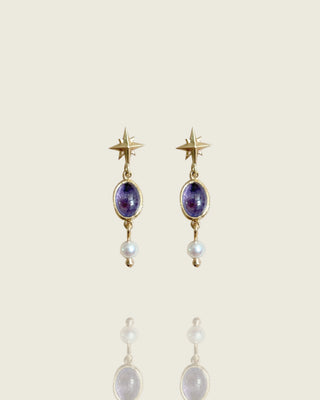 Tanzanite and Pearl Star Stud Earrings