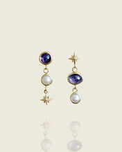 Load image into Gallery viewer, Mismatch Tanzanite and Pearl Star Stud Earrings
