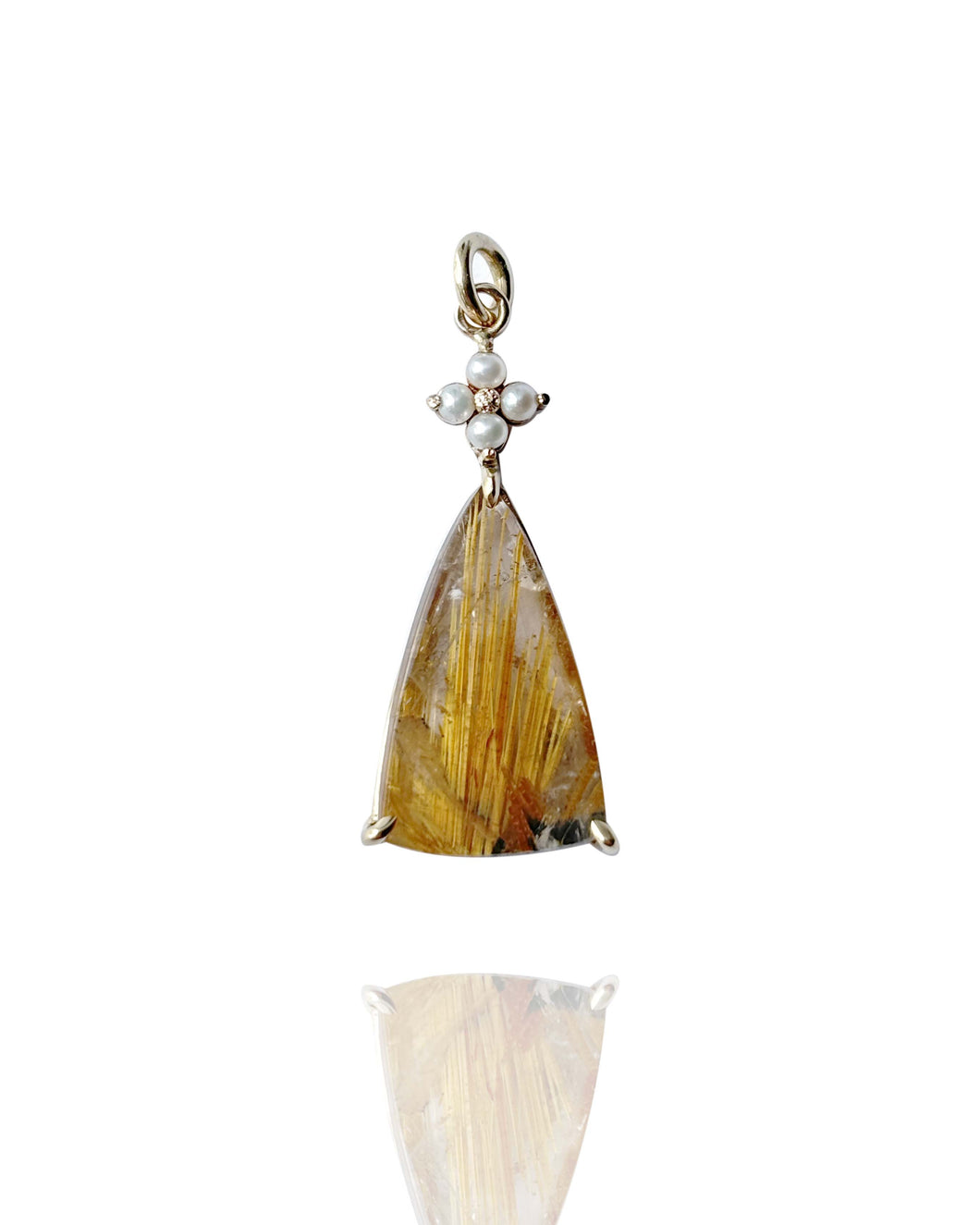 Rutilated Quartz and Pearl Pendant