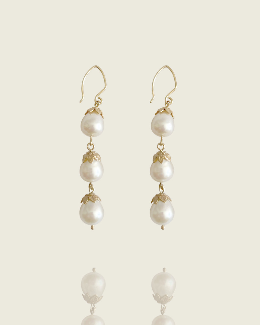 Triple Pearl Drop Earrings