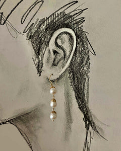 Triple Pearl Drop Earrings