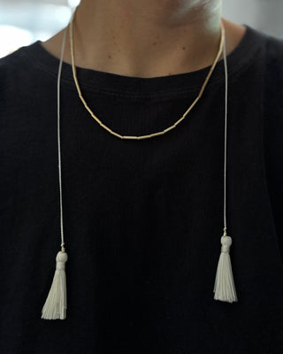 Gold Tube Bead Adjustable Necklace