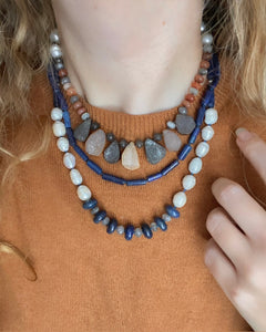 Moonstone, Pearl, And Druzy Necklace