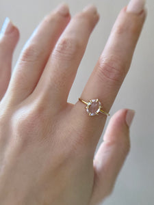 Oval Rose Cut White Sapphire Ring