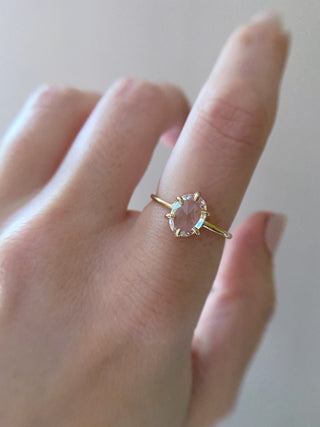 Oval Rose Cut White Sapphire Ring