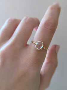 Oval Rose Cut White Sapphire Ring