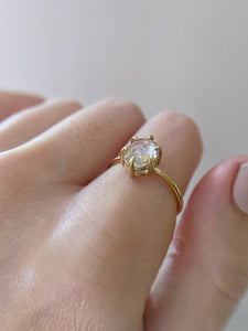 Oval Rose Cut White Sapphire Ring