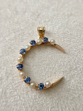Load image into Gallery viewer, Antique Seed Pearl And Sapphire Crescent Moon Conversion Pendant
