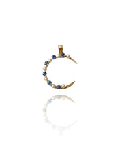 Load image into Gallery viewer, Antique Seed Pearl And Sapphire Crescent Moon Conversion Pendant
