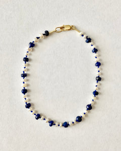 Sapphire And Pearl Beaded Bracelet