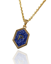 Load image into Gallery viewer, Micro Mosaic Initial Pendant in 14k Gold
