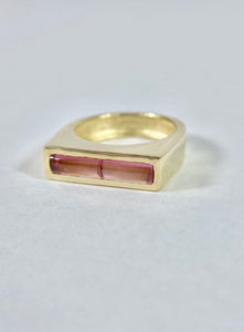 Pink Tourmaline Bar Ring
