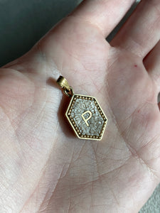 Micro Mosaic Initial Pendant in 14k Gold