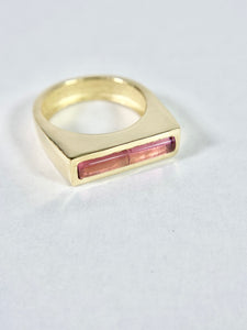 Pink Tourmaline Bar Ring