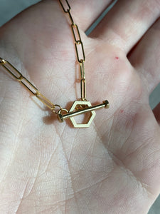 Hexagon Toggle 14k Gold