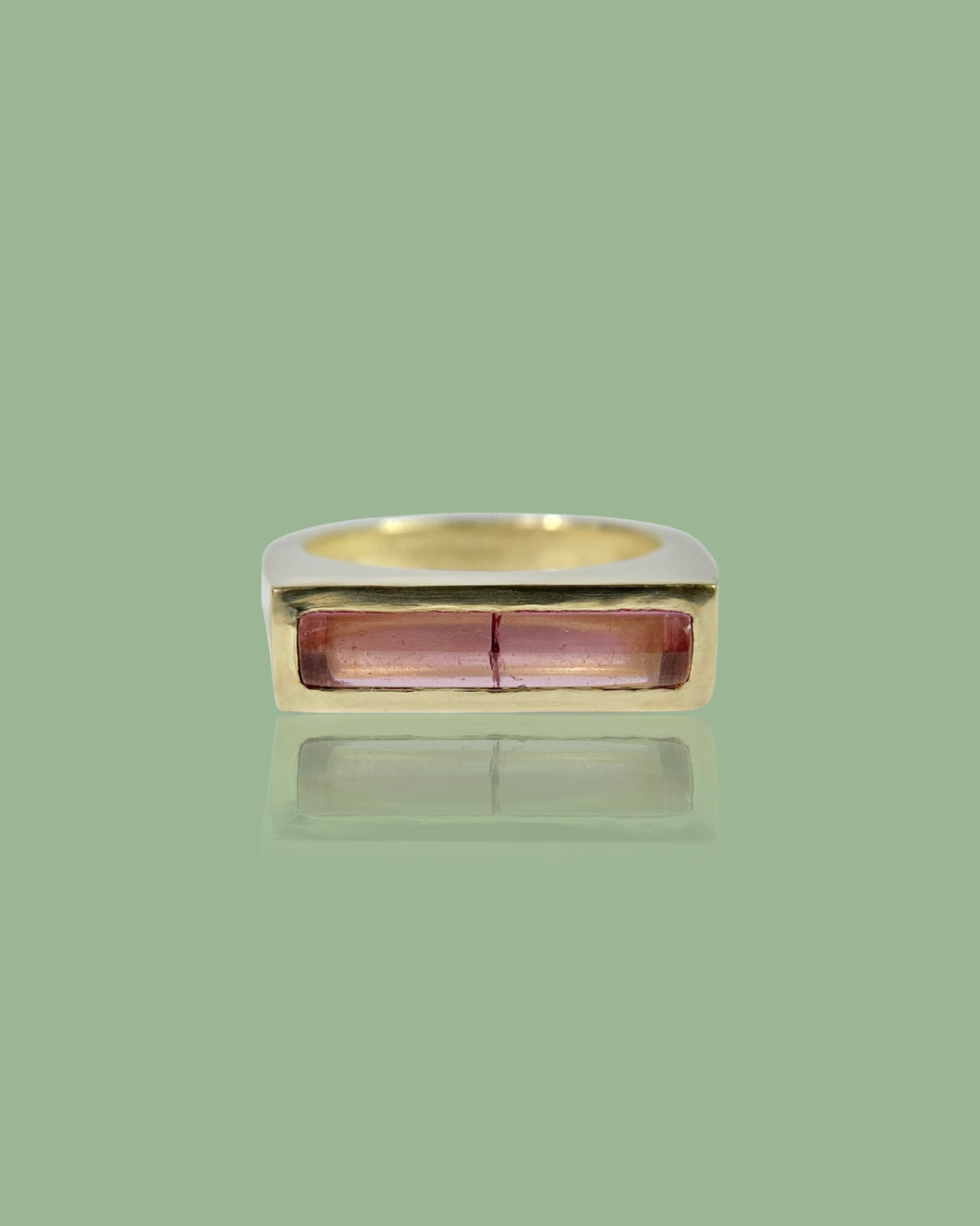 Pink Tourmaline Bar Ring