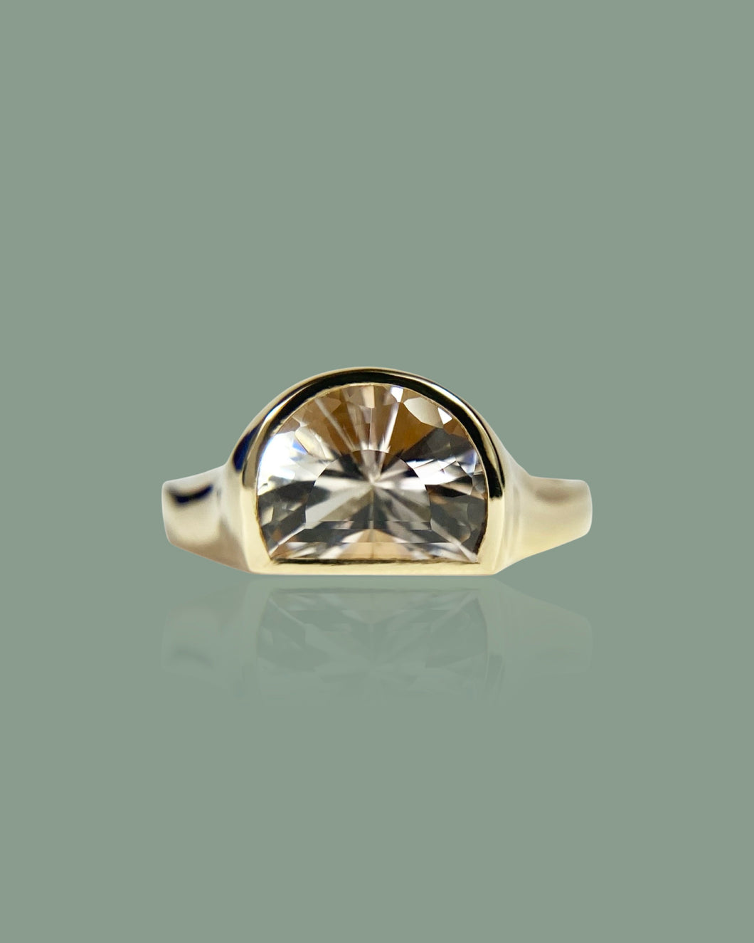 Sunrise Tourmaline Half Moon Ring