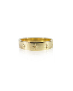 Wide Stars Align Ring in 14k Yellow Gold