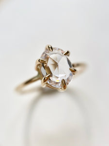 Oval Rose Cut White Sapphire Ring