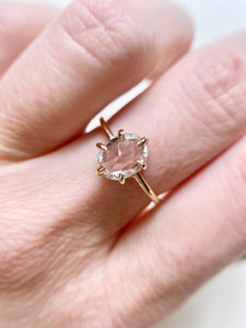 Oval Rose Cut White Sapphire Ring