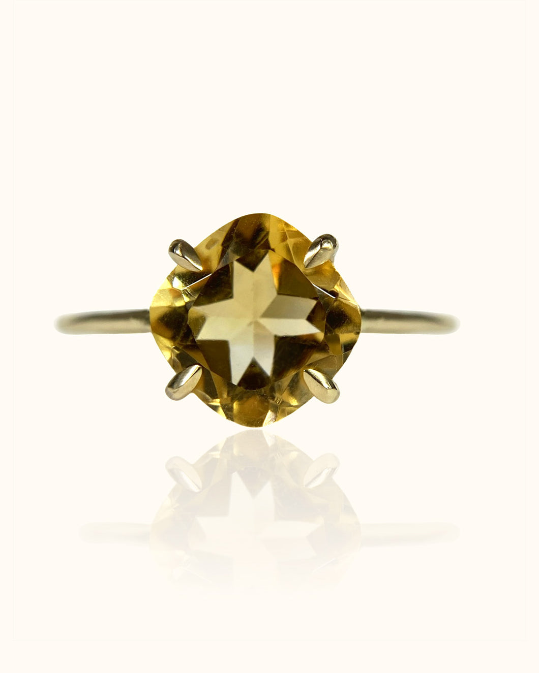 Cushion Cut Citrine Ring