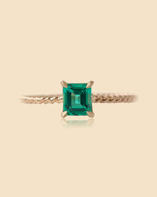 Delicate Emerald Twist Ring
