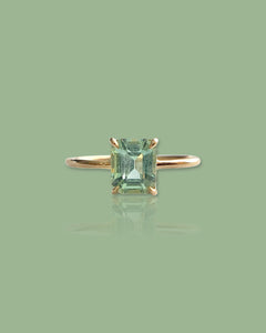 Emerald Cut Seafoam Green Congo Tourmaline Ring