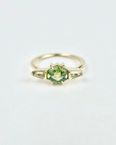 Green Sapphire and Tourmaline Ring