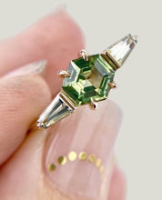 Load image into Gallery viewer, Green Sapphire and Tourmaline Ring
