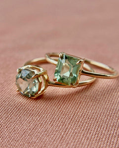 Emerald Cut Seafoam Green Congo Tourmaline Ring