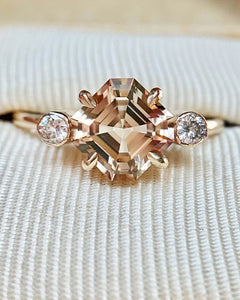 Asscher Cut Champagne Tourmaline With Moissanites
