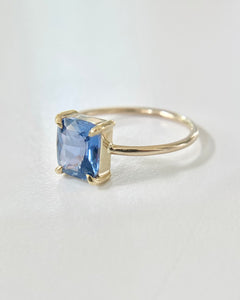 Blue Cushion Cut Sapphire Ring