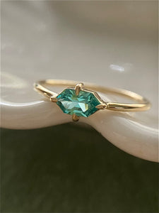 Teal Tourmaline Elongated Hexagon Ring