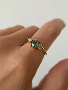 Green Sapphire and Tourmaline Ring