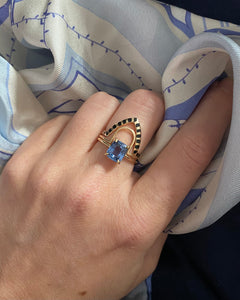 Blue Cushion Cut Sapphire Ring