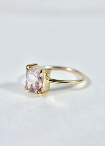 Emerald Cut Blush Sapphire Ring