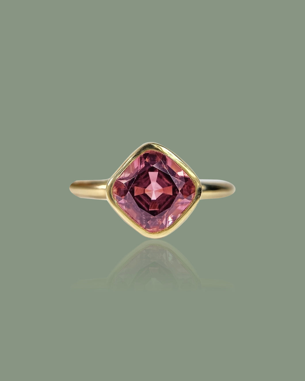 Pink Tourmaline Cushion Cut Ring