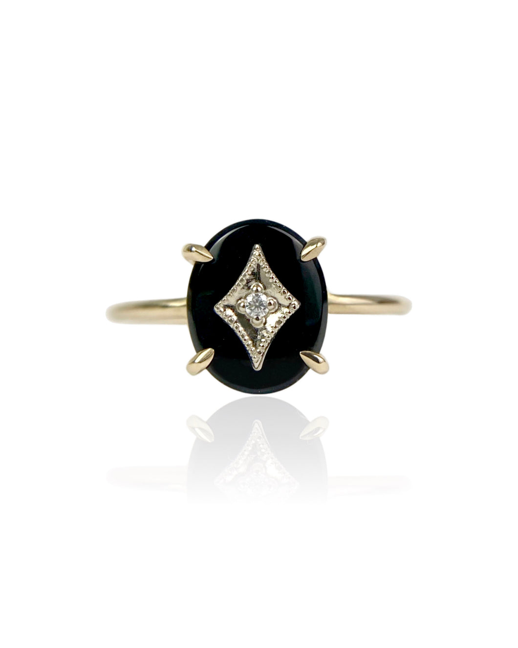 Onyx And White Gold Diamond Ring