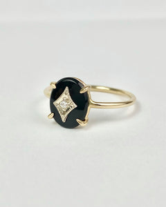 Onyx And White Gold Diamond Ring