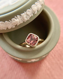 Pink Tourmaline Cushion Cut Ring