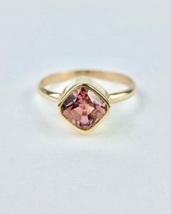 Pink Tourmaline Cushion Cut Ring
