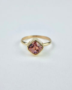 Pink Tourmaline Cushion Cut Ring