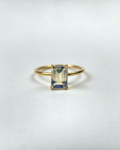 Rainbow Moonstone Emerald Cut Ring