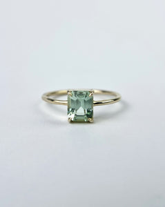Emerald Cut Seafoam Green Congo Tourmaline Ring