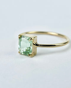 Emerald Cut Seafoam Green Congo Tourmaline Ring