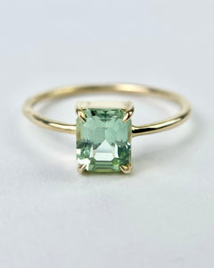 Emerald Cut Seafoam Green Congo Tourmaline Ring