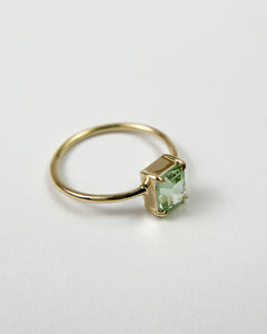 Emerald Cut Seafoam Green Congo Tourmaline Ring