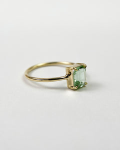 Emerald Cut Seafoam Green Congo Tourmaline Ring