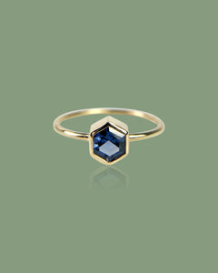 Blue Spinel Hexagon Ring